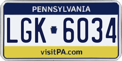PA license plate LGK6034