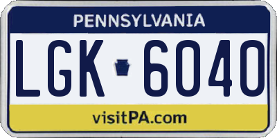 PA license plate LGK6040