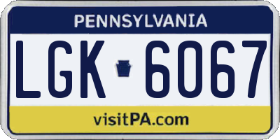 PA license plate LGK6067