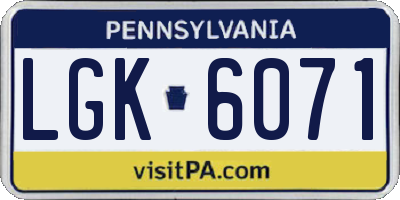 PA license plate LGK6071