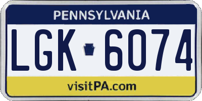 PA license plate LGK6074