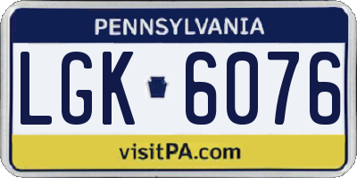 PA license plate LGK6076