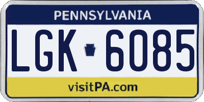 PA license plate LGK6085