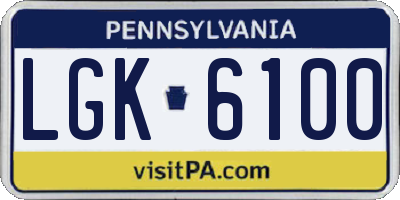 PA license plate LGK6100