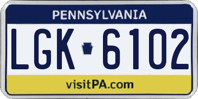 PA license plate LGK6102