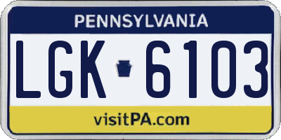 PA license plate LGK6103