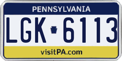 PA license plate LGK6113