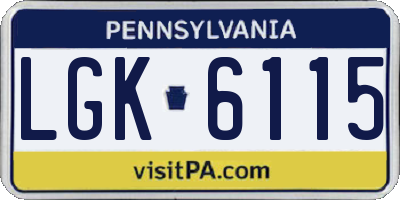 PA license plate LGK6115