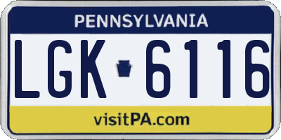 PA license plate LGK6116