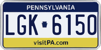 PA license plate LGK6150