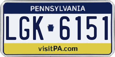 PA license plate LGK6151