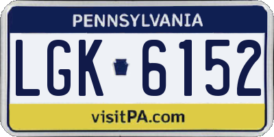 PA license plate LGK6152