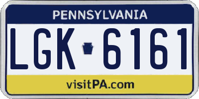 PA license plate LGK6161