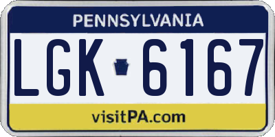 PA license plate LGK6167