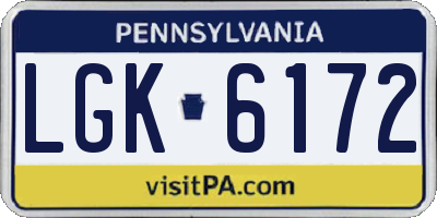 PA license plate LGK6172