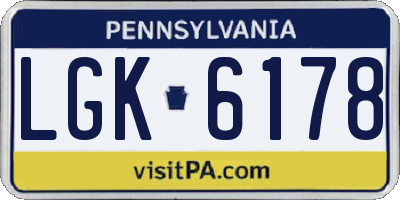 PA license plate LGK6178
