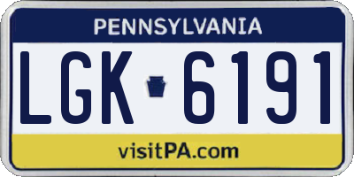 PA license plate LGK6191