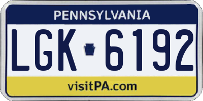 PA license plate LGK6192