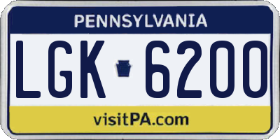 PA license plate LGK6200