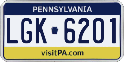 PA license plate LGK6201