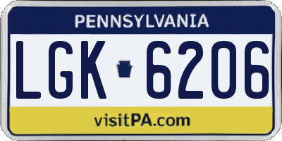 PA license plate LGK6206
