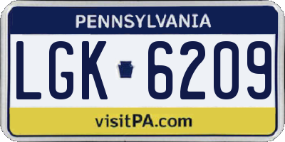 PA license plate LGK6209