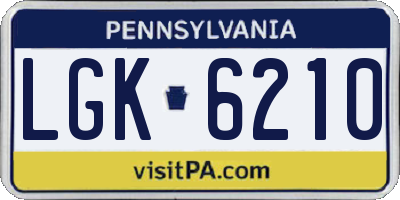 PA license plate LGK6210