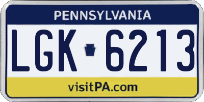 PA license plate LGK6213