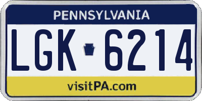 PA license plate LGK6214