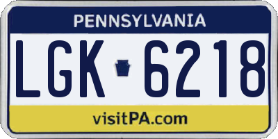 PA license plate LGK6218