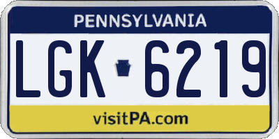 PA license plate LGK6219