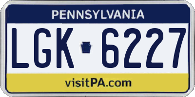 PA license plate LGK6227
