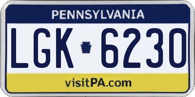 PA license plate LGK6230