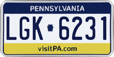 PA license plate LGK6231