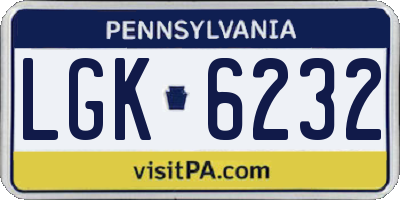 PA license plate LGK6232