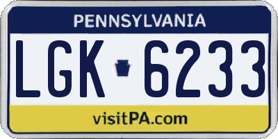 PA license plate LGK6233