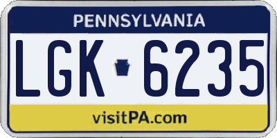 PA license plate LGK6235