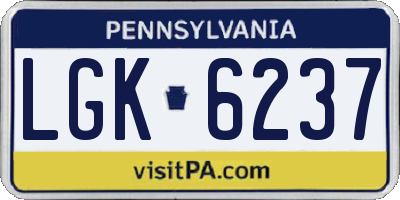 PA license plate LGK6237