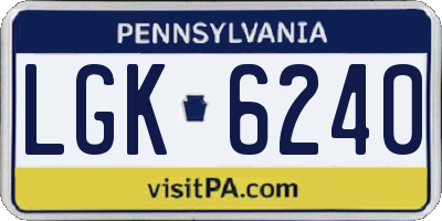 PA license plate LGK6240
