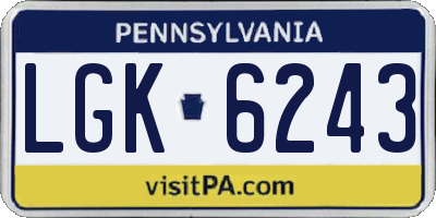 PA license plate LGK6243