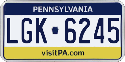 PA license plate LGK6245