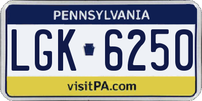 PA license plate LGK6250