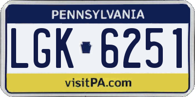 PA license plate LGK6251