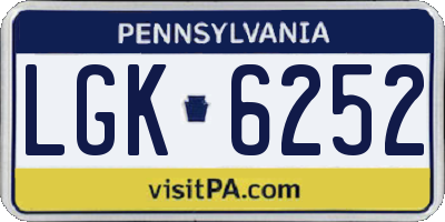 PA license plate LGK6252