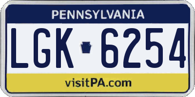 PA license plate LGK6254