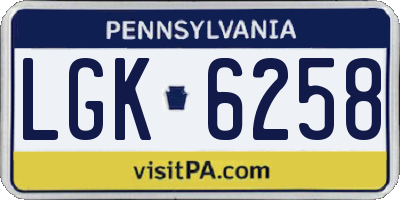 PA license plate LGK6258