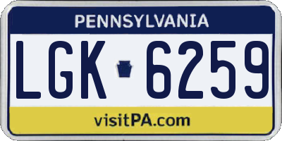 PA license plate LGK6259