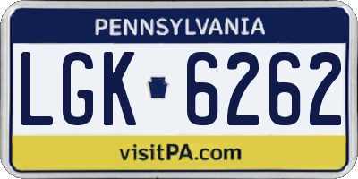 PA license plate LGK6262