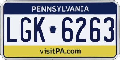 PA license plate LGK6263