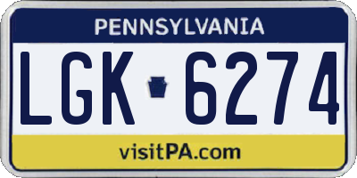PA license plate LGK6274